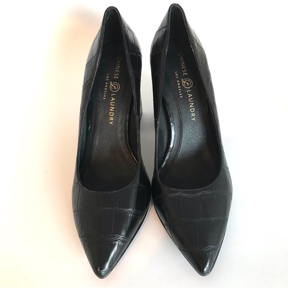 Chinese Laundry Kyra Black Crocodile-Embossed Pointed-Toe Pumps (8.5) NWOT! - Picture 9 of 15
